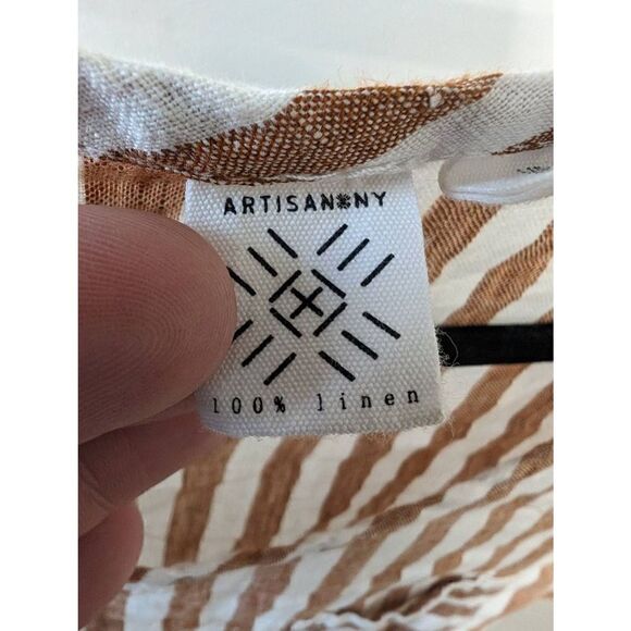 Artisan NY 100% Linen Striped Blouse Women's Size Medium - Picture 3 of 5